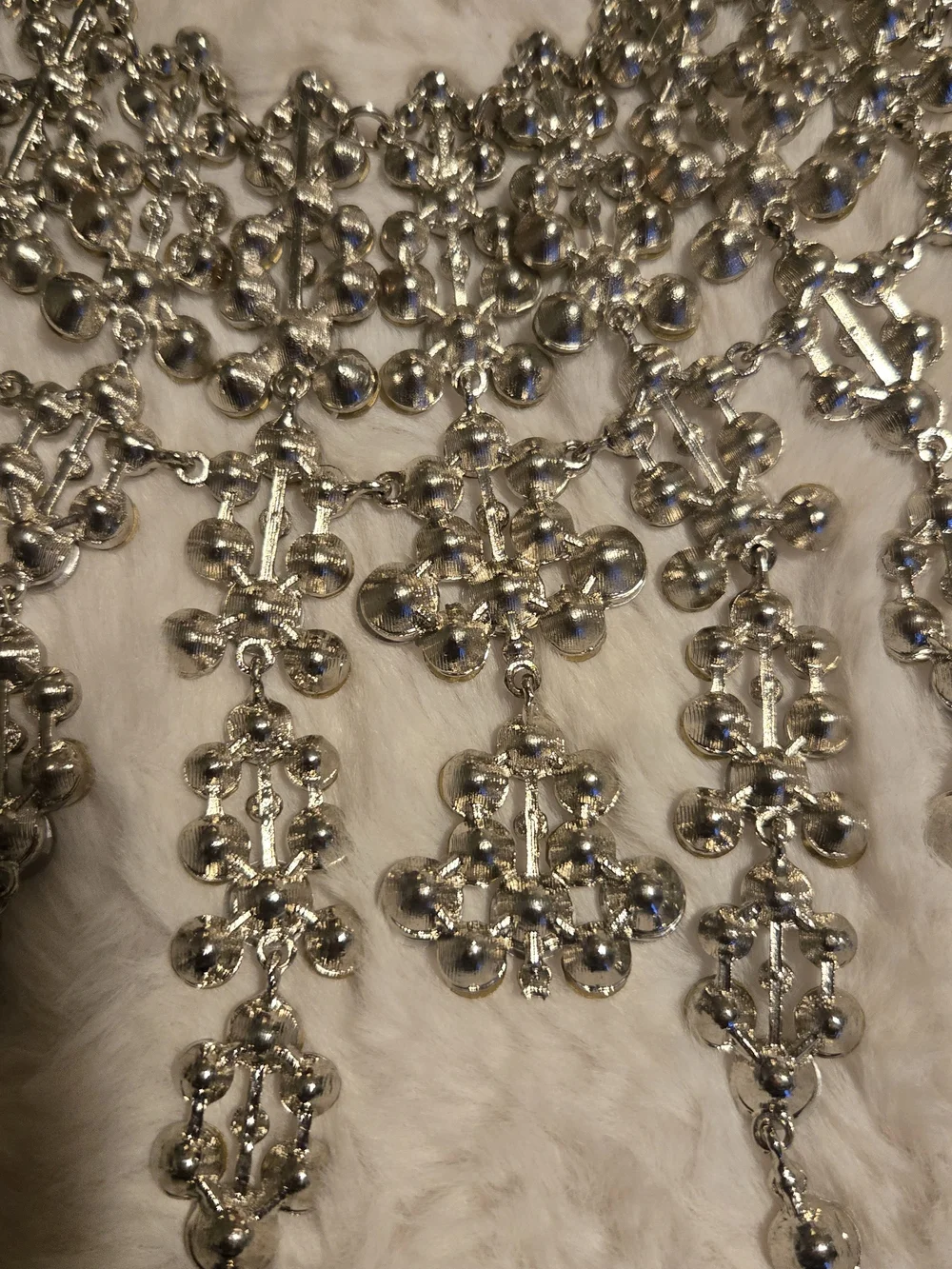 Vintage Silver Crystal Fringe Necklace